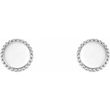 14K White Engravable Beaded Earrings