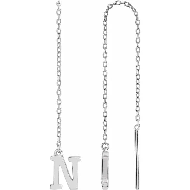 Single Initial Threader Chain Earrings - Luvona