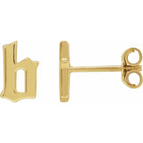 Single Gothic Initial Earring Stud