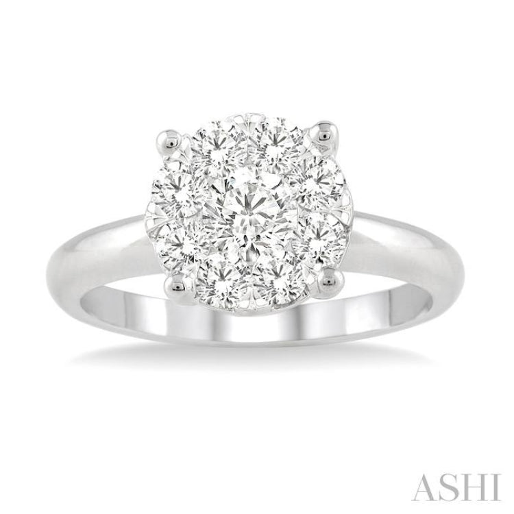 3/4 Ctw Lovebright Round Cut Diamond Bridal Ring in 14K White Gold
