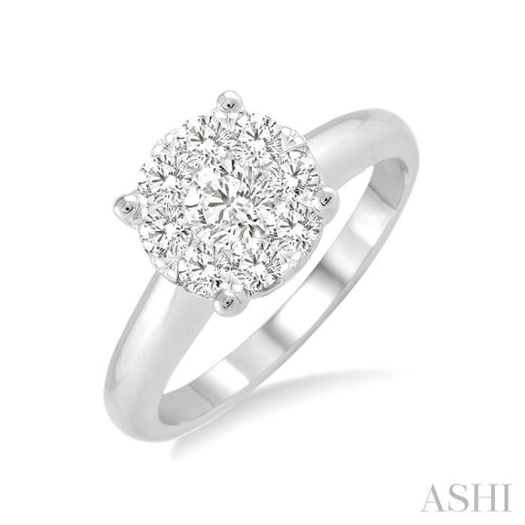 1/4 Ctw Lovebright Round Cut Diamond Bridal Ring in 14K White Gold