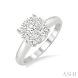 1/4 Ctw Lovebright Round Cut Diamond Bridal Ring in 14K White Gold
