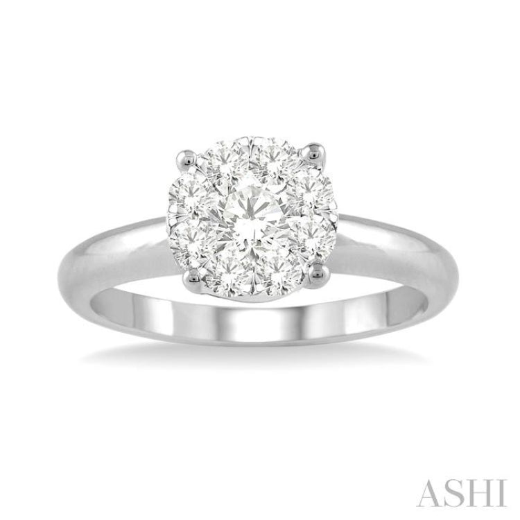 1/8 Ctw Lovebright Round Cut Diamond Bridal Ring in 14K White Gold
