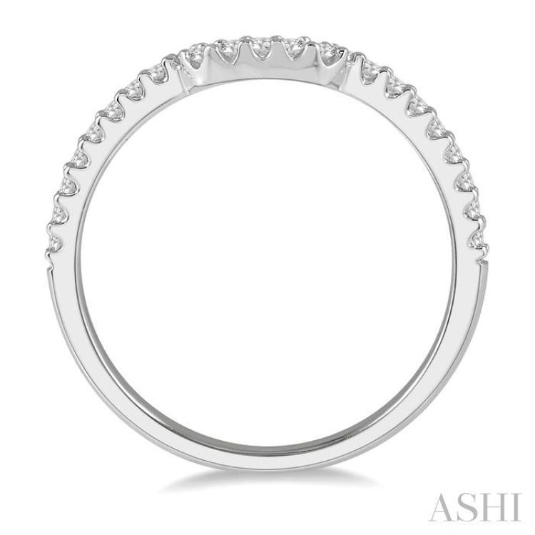 1/6 Ctw U-Shape Center Round Cut Diamond Wedding Band in 14K White Gold