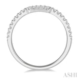 1/6 Ctw U-Shape Center Round Cut Diamond Wedding Band in 14K White Gold
