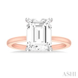 1/10 ctw Emerald Shape Round Cut Diamond Semi Mount Engagement Ring in 14K Rose and White Gold
