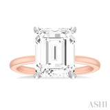 1/10 ctw Emerald Shape Round Cut Diamond Semi Mount Engagement Ring in 14K Rose and White Gold
