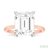 1/8 ctw Emerald Shape Round Cut Diamond Semi Mount Engagement Ring in 14K Rose and White Gold