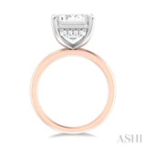 1/8 ctw Emerald Shape Round Cut Diamond Semi Mount Engagement Ring in 14K Rose and White Gold