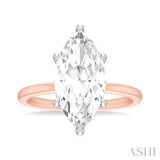 1/10 ctw Marquise Shape Round Cut Diamond Semi Mount Engagement Ring in 14K Rose and White Gold