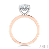 1/10 ctw Oval Shape Round Cut Diamond Semi Mount Engagement Ring in 14K Rose and White Gold