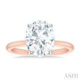 1/8 ctw Oval Shape Round Cut Diamond Semi Mount Engagement Ring in 14K Rose and White Gold