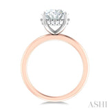 1/8 ctw Oval Shape Round Cut Diamond Semi Mount Engagement Ring in 14K Rose and White Gold