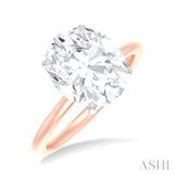 1/8 ctw Oval Shape Round Cut Diamond Semi Mount Engagement Ring in 14K Rose and White Gold