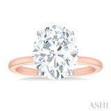 1/8 ctw Oval Shape Round Cut Diamond Semi Mount Engagement Ring in 14K Rose and White Gold