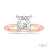 1/10 ctw Emerald Shape Round Cut Diamond Semi Mount Engagement Ring in 14K Rose and White Gold