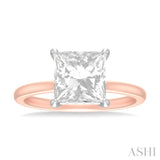 1/10 ctw Emerald Shape Round Cut Diamond Semi Mount Engagement Ring in 14K Rose and White Gold