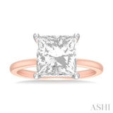 1/10 ctw Emerald Shape Round Cut Diamond Semi Mount Engagement Ring in 14K Rose and White Gold