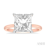 1/8 ctw Emerald Shape Round Cut Diamond Semi Mount Engagement Ring in 14K Rose and White Gold