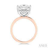 1/8 ctw Emerald Shape Round Cut Diamond Semi Mount Engagement Ring in 14K Rose and White Gold