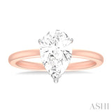 1/10 ctw Pear Shape Round Cut Diamond Semi Mount Engagement Ring in 14K Rose and White Gold