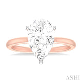 1/10 ctw Pear Shape Round Cut Diamond Semi Mount Engagement Ring in 14K Rose and White Gold