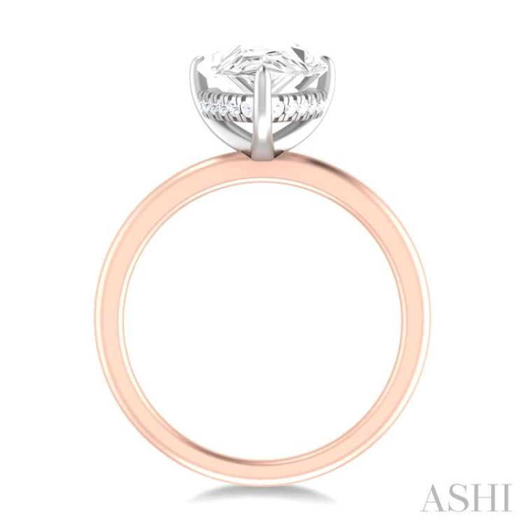 1/10 ctw Pear Shape Round Cut Diamond Semi Mount Engagement Ring in 14K Rose and White Gold