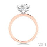 1/10 ctw Pear Shape Round Cut Diamond Semi Mount Engagement Ring in 14K Rose and White Gold
