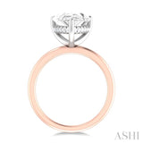 1/8 ctw Pear Shape Round Cut Diamond Semi Mount Engagement Ring in 14K Rose and White Gold