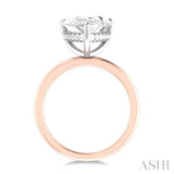 1/8 ctw Pear Shape Round Cut Diamond Semi Mount Engagement Ring in 14K Rose and White Gold