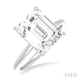 1/10 ctw Emerald Shape Round Cut Diamond Semi Mount Engagement Ring in 14K White Gold