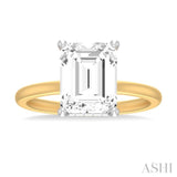 1/10 ctw Emerald Shape Round Cut Diamond Semi Mount Engagement Ring in 14K Yellow and White Gold