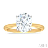 1/10 ctw Oval Shape Round Cut Diamond Semi Mount Engagement Ring in 14K Yellow and White Gold