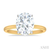 1/8 ctw Oval Shape Round Cut Diamond Semi Mount Engagement Ring in 14K Yellow and White Gold