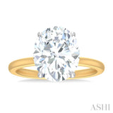 1/8 ctw Oval Shape Round Cut Diamond Semi Mount Engagement Ring in 14K Yellow and White Gold
