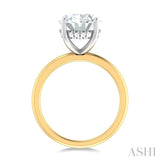 1/8 ctw Oval Shape Round Cut Diamond Semi Mount Engagement Ring in 14K Yellow and White Gold