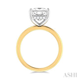 1/10 ctw Emerald Shape Round Cut Diamond Semi Mount Engagement Ring in 14K Yellow and White Gold