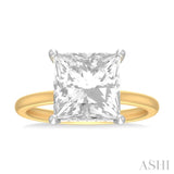 1/8 ctw Emerald Shape Round Cut Diamond Semi Mount Engagement Ring in 14K Yellow and White Gold