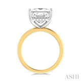 1/8 ctw Emerald Shape Round Cut Diamond Semi Mount Engagement Ring in 14K Yellow and White Gold