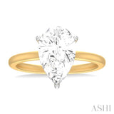 1/10 ctw Pear Shape Round Cut Diamond Semi Mount Engagement Ring in 14K Yellow and White Gold