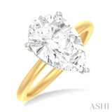 1/8 ctw Pear Shape Round Cut Diamond Semi Mount Engagement Ring in 14K Yellow and White Gold