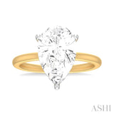 1/8 ctw Pear Shape Round Cut Diamond Semi Mount Engagement Ring in 14K Yellow and White Gold