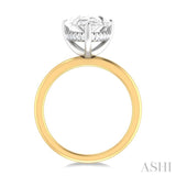 1/8 ctw Pear Shape Round Cut Diamond Semi Mount Engagement Ring in 14K Yellow and White Gold