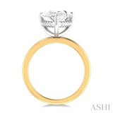 1/8 ctw Pear Shape Round Cut Diamond Semi Mount Engagement Ring in 14K Yellow and White Gold