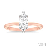 1/20 ctw Marquise Shape Round Cut Diamond Semi Mount Engagement Ring in 14K Rose and White Gold