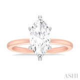 1/10 ctw Marquise Shape Round Cut Diamond Semi Mount Engagement Ring in 14K Rose and White Gold