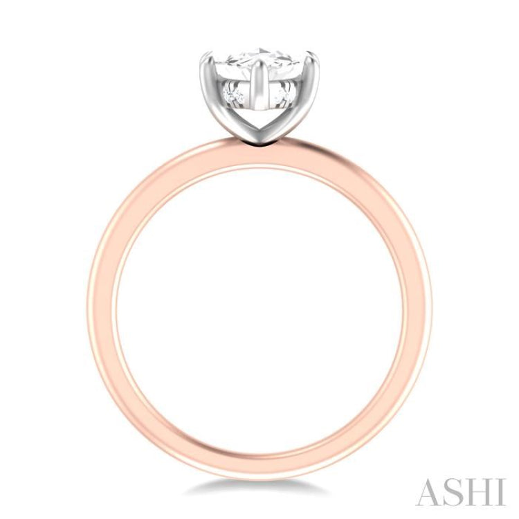 1/10 ctw Marquise Shape Round Cut Diamond Semi Mount Engagement Ring in 14K Rose and White Gold