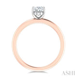1/20 ctw Oval Shape Round Cut Diamond Semi Mount Engagement Ring in 14K Rose and White Gold