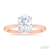 1/20 ctw Oval Shape Round Cut Diamond Semi Mount Engagement Ring in 14K Rose and White Gold