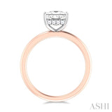 1/20 ctw Emerald Shape Round Cut Diamond Semi Mount Engagement Ring in 14K Rose and White Gold
